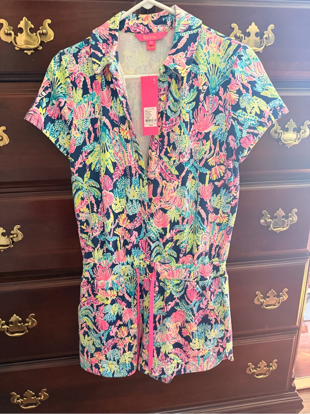 NWT Lilly Pulitzer Navy Floral Print One-Piece Romper